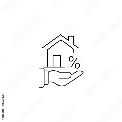single outline icon home loan or home investment. with home elements and percent. linier icon collection. editable stroke. vector illustration.