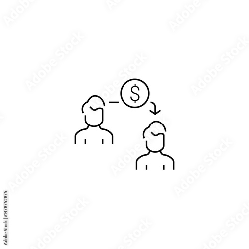 single outline icon loans to people. with people elements and dollar symbol. linier icon collection. editable stroke. vector illustration.