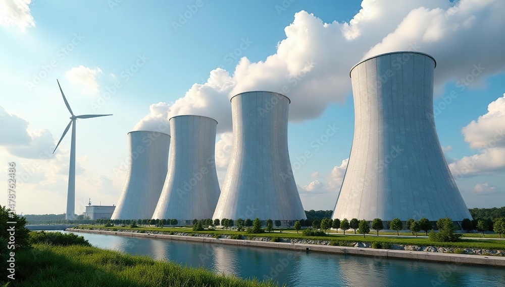 Modern power plant building exterior, clean energy concept , industrial complex, power plant Modern power plant building exterior, clean energy concept , industrial complex, power plant