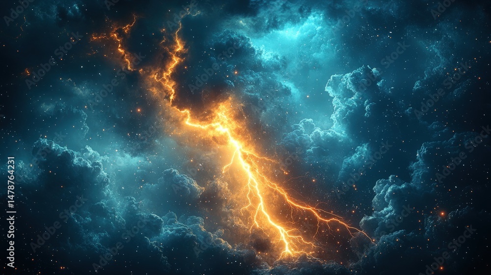 Fototapeta premium Powerful storm clouds with vibrant lightning