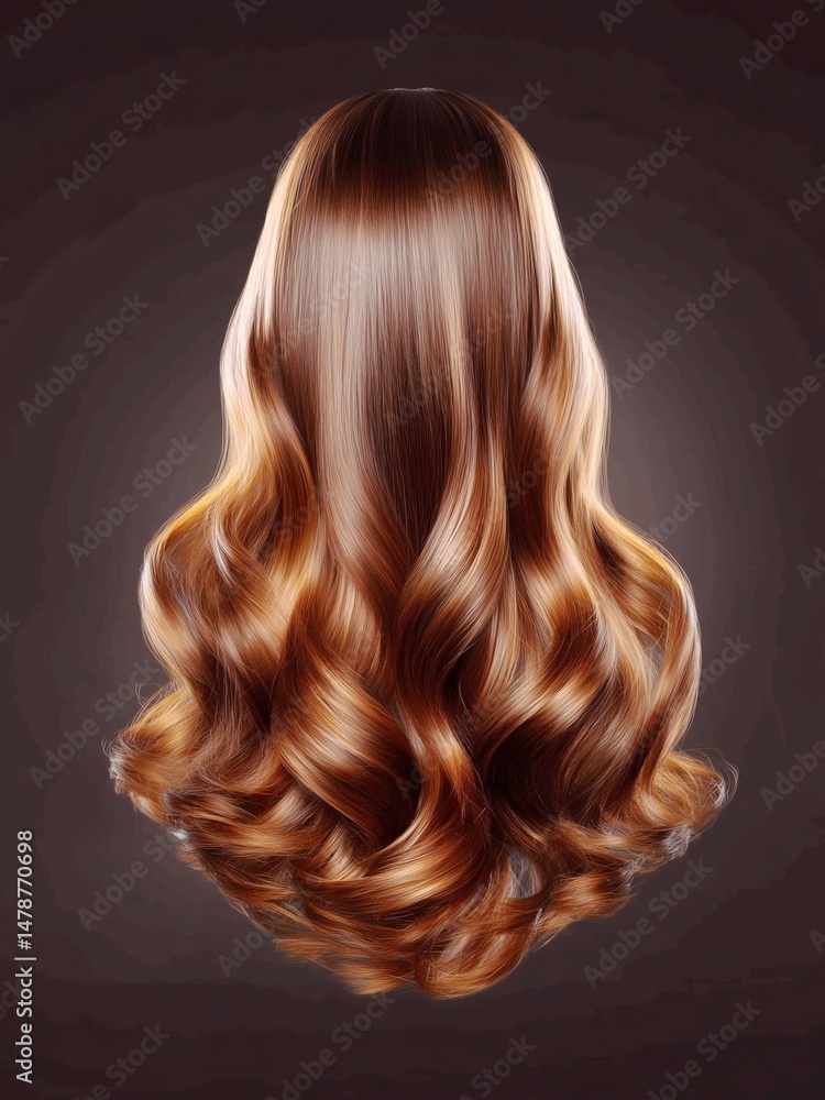 Fototapeta premium hair brown with blond highlights shiny wavy glow