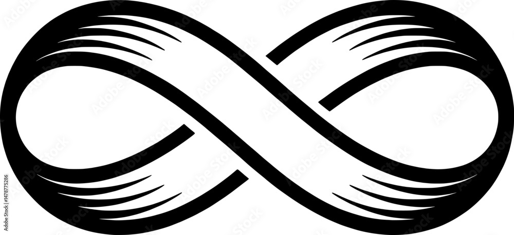 Fototapeta premium a bold black outline of stylized ribbon looping like an infinity symbol, ideal for symbolic, elegant, and endless cycle designs