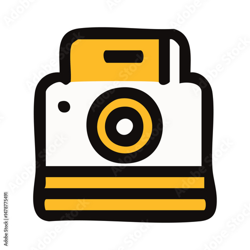 Instant Camera Vector Icon – Retro Polaroid Style Device for Quick Photo Printing