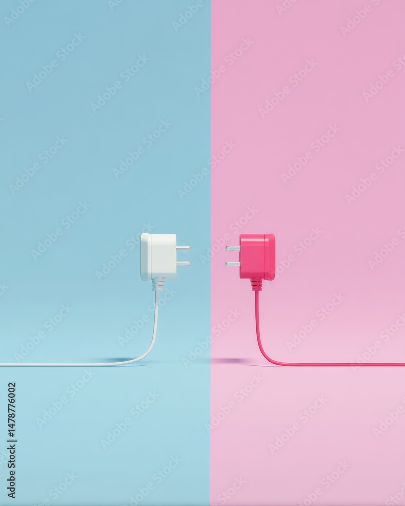 Obraz premium Digital Disconnect Minimalist Power Plug Visualization in Pastel Aesthetic - Conceptual Tech Communication Breakdown and Creative Industry Metaphor