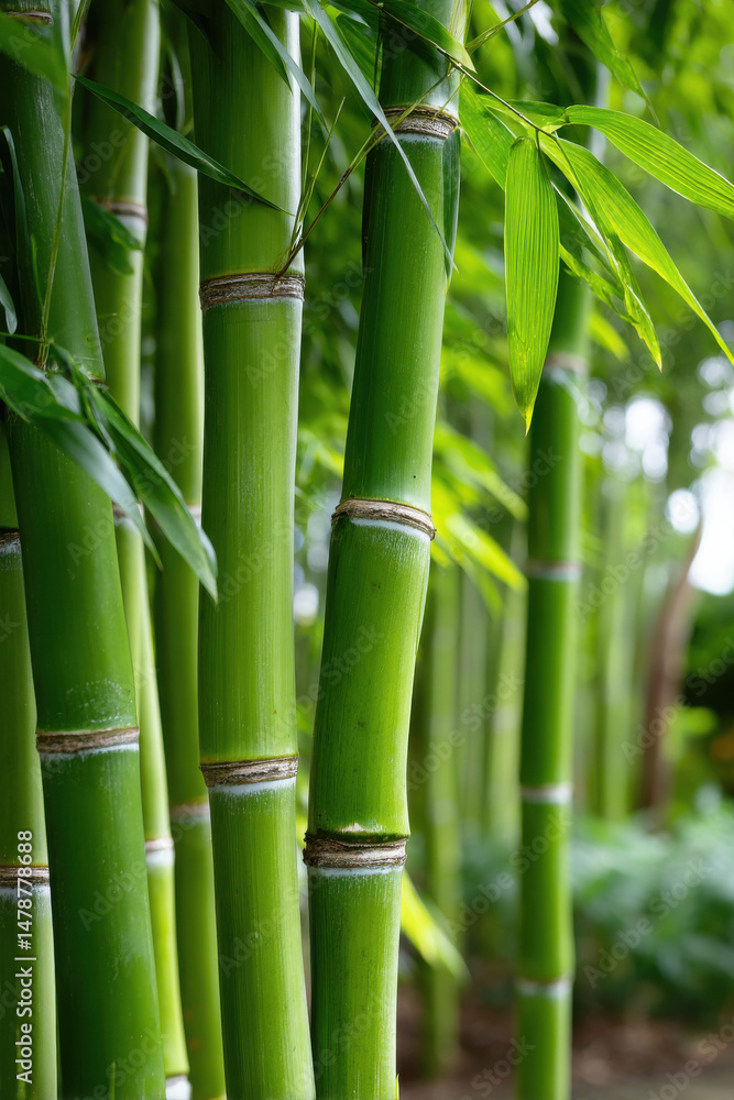 Obraz premium Culms of giant green phyllostachys bamboo