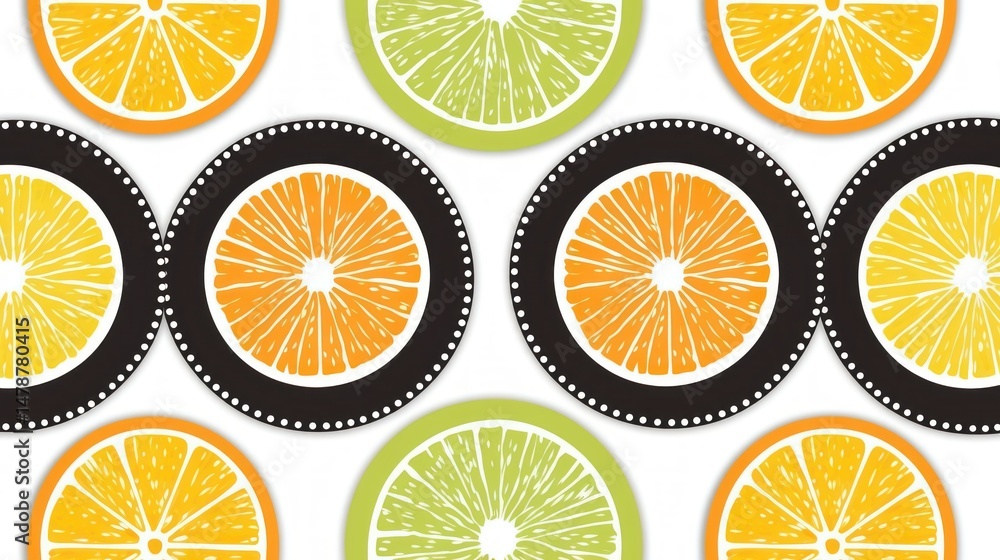 Fototapeta premium Vibrant citrus pattern creating a refreshing and visually appealing arrangement