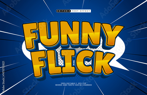 funny flick editable text effect with a cartoon and kids text effect