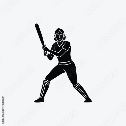 Female Cricketer Sports Vector Art