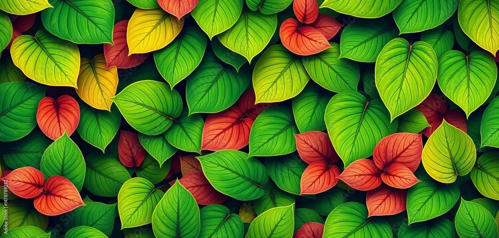 Vibrant green leaf seamless pattern, ideal for textile or wallpaper design, leaves, abstract Vibrant green leaf seamless pattern, ideal for textile or wallpaper design, leaves, abstract