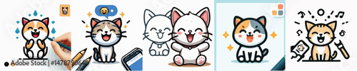 Collection of cute kittens vectors laughing happily