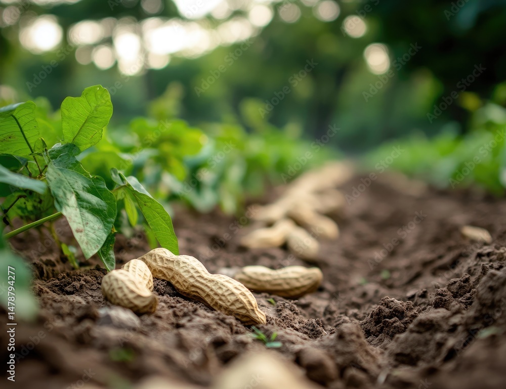 Peanut pods on the ground in a field Peanut pods on the ground in a field