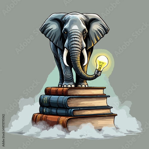 elephant of wisdom surreal concept of knowledge and creativity