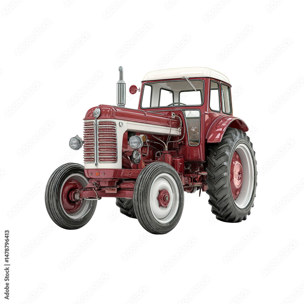 Obraz premium Vintage Red Farm Tractor - Classic Agricultural Machinery