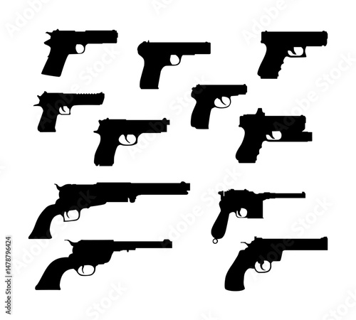 gun silhouettes assorted handguns set collection