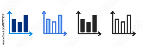 Bar Graph  Icon Set Multiple Style Vector Illustration 