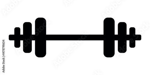 Dumbbell fitness gym icon, barbell icon, bodybuilding, sport, fitness, muscle training, heavy lifting concept isolated on white background.