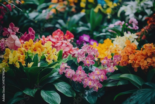 Wallpaper Mural Vibrant orchid display in a botanical garden Torontodigital.ca
