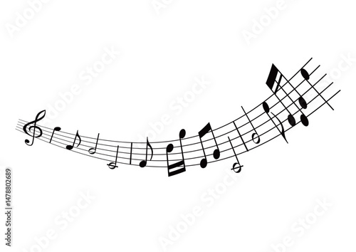 だんだん大きくなる音符のあしらい