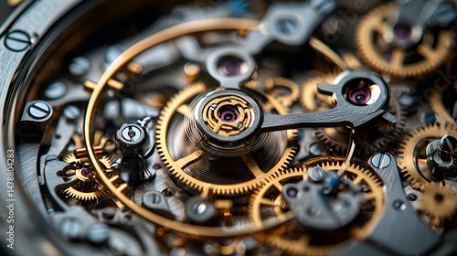 Wallpaper Mural Close-up of intricate watch mechanism, showcasing gears and components. Torontodigital.ca