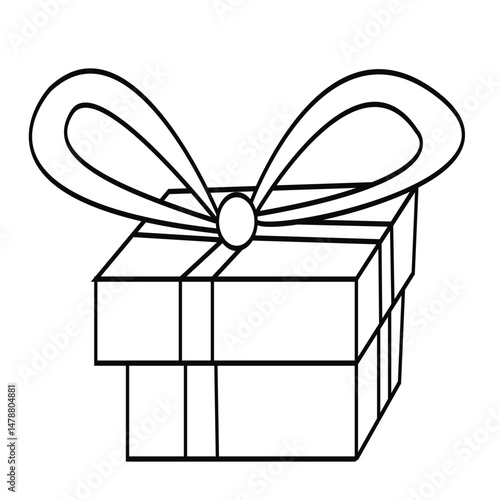 Surprise gift box with a beautiful bow. Vector illustration