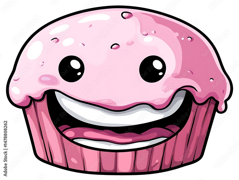 Smiling pink cupcake Smiling pink cupcake