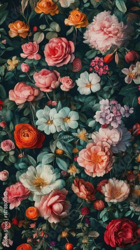 Wallpaper Mural Vibrant floral arrangement with a variety of colorful, blooming flowers. Torontodigital.ca