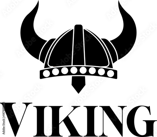 simple black viking nordic scandinavian warrior helmet silhouette icon logo design