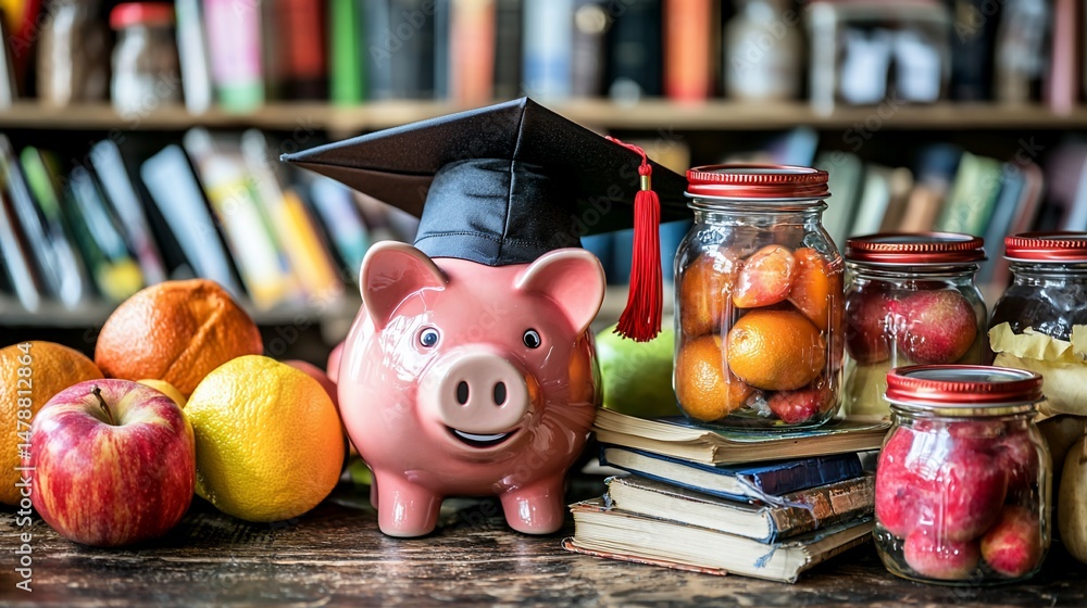 Obraz premium Student financial planning, healthy eating, and education