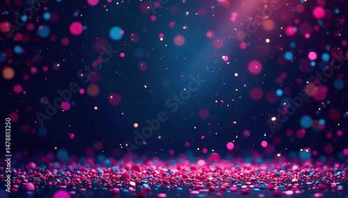 Vibrant confetti explosion on dark background, ideal for party event flyers , shiny, party flyer, flyer design