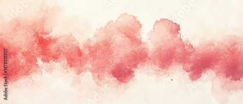 Abstract Watercolor Wash in Shades of Red and Pink, Soft Texture, Artistic Background, Delicate Blend, Fluid Design, Minimalist Style