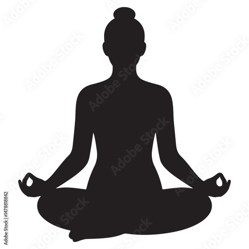 women yoga pose silhouette vector