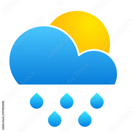 cloud rain with sun icon vector symbol of weather illustration