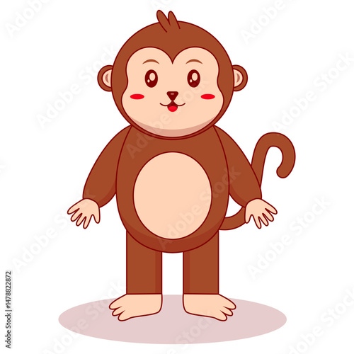 Cute Baby Monkey Mascot Character. Vector Illustration in Cartoon Concept.