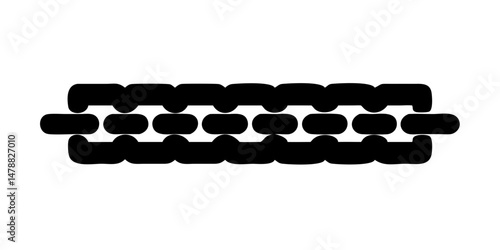 Twin layered tank tread icon in black silhouette