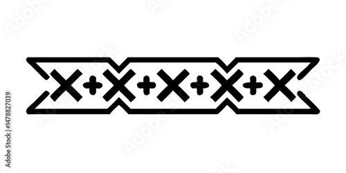 X and plus symbol ribbon badge in military style