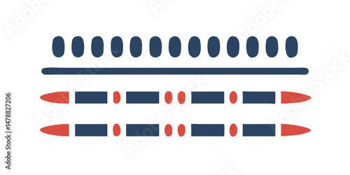 Ammunition stripe icon with red and navy bullet layout