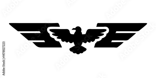 Military eagle emblem icon in solid black silhouette
