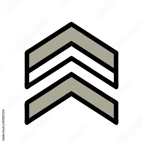 Beige chevron badge icon with black outline for military