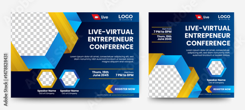 Live webinar online business conference web banner and social media cover template design