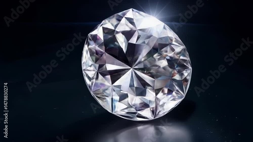 Stunning Crystal Gemstone with Brilliant Facets and Sparkling Reflection