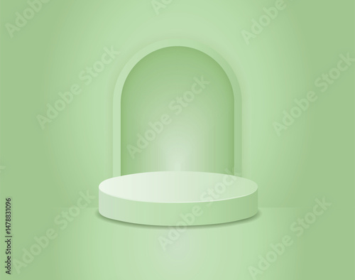 Light Green Circle Pedestal Podium EPS Vector