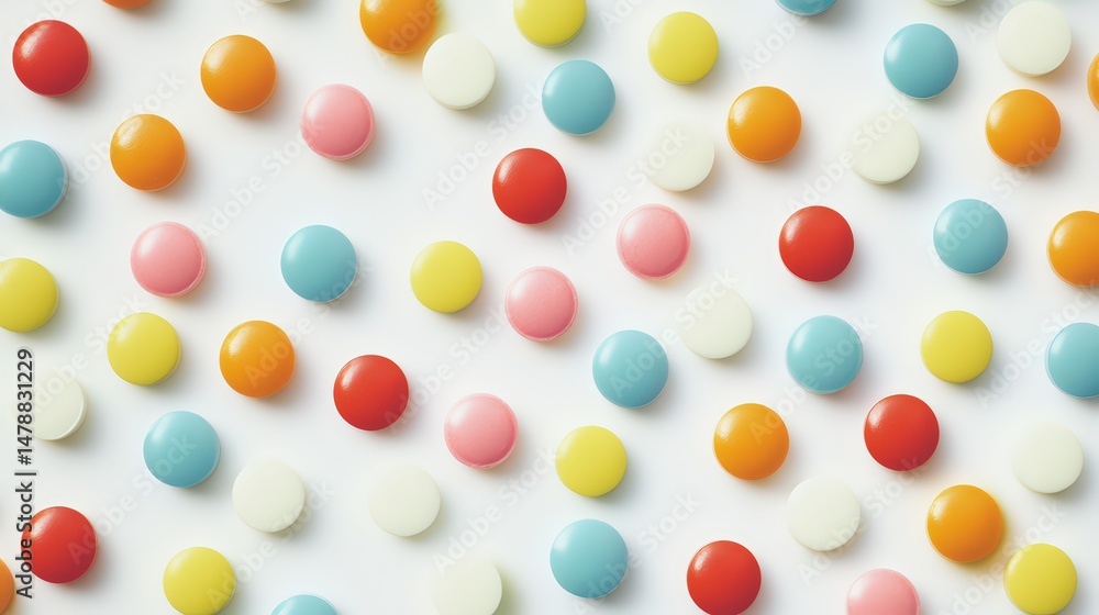 Pastel Candies Seamless Texture on White Background for Festive Celebrations Pastel Candies Seamless Texture on White Background for Festive Celebrations