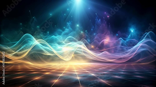 Vibrant Abstract Waves of Colorful Light and Ethereal Energy