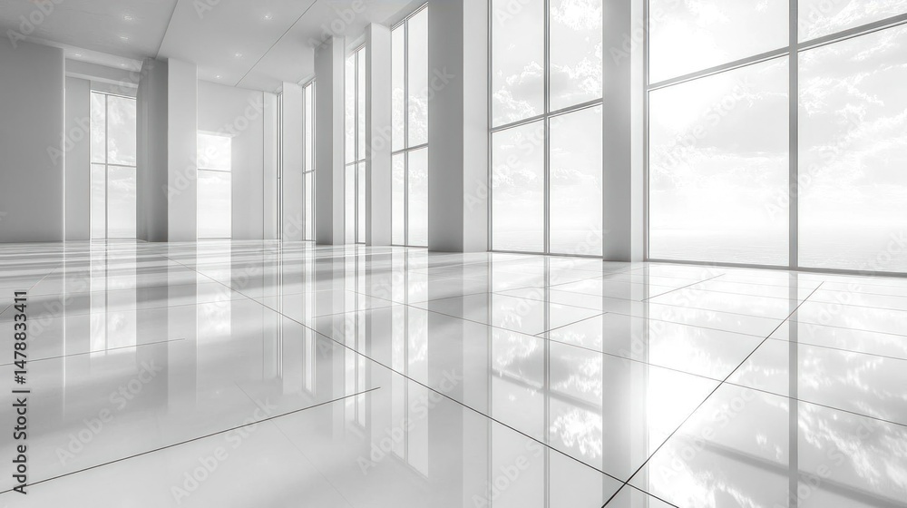 Obraz premium Modern bright spacious office room interior design