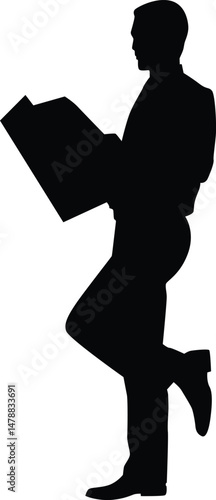 Man stand reading book silhouette illustration