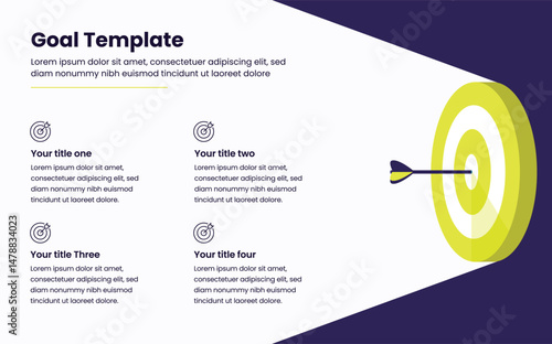 Goal Infographic template for business 4 parts, options, presentation, infographics elements vector illustration. Editable vector infographic