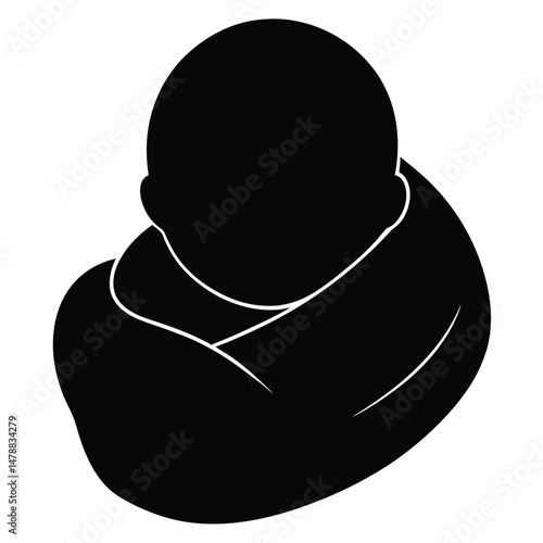 Newborn Baby in Swaddling Cloth Silhouette