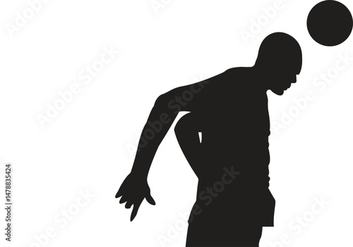 Silhouette of Boy Playing Football Action Sports Vector Illustration