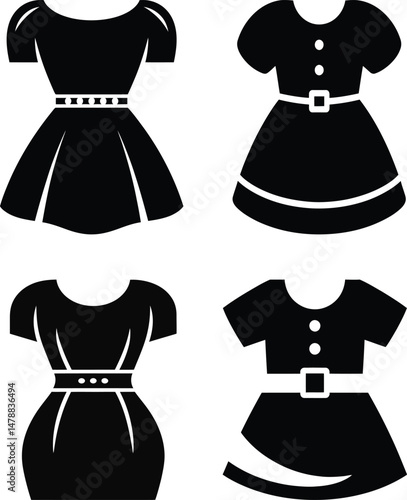 Silhouette of Girls Dress Elegant Vector Fashion Design