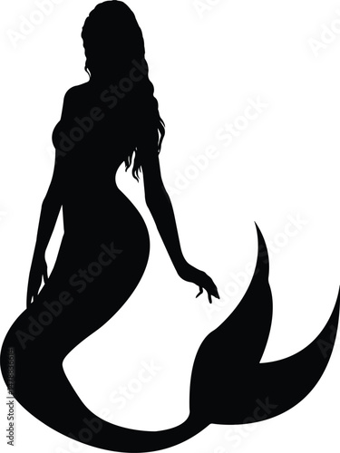 Elegant Mermaid Silhouette Vector Illustration for Design Projects